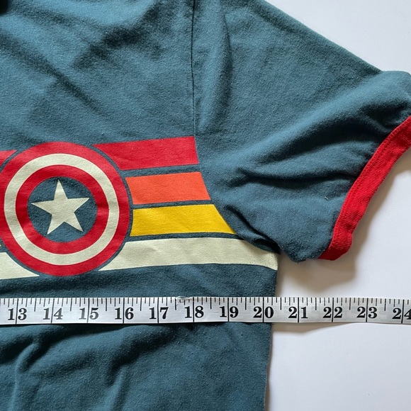 MARVEL Captain America Mens Small Polo Shirt We Love Fine Short Sleeve Blue Red - Picture 5 of 7